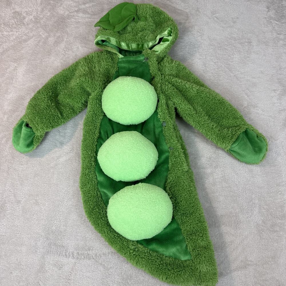 Infant Peapod Hooded Bunting Costume Plush Soft Peas in Pod Hood Snaps
